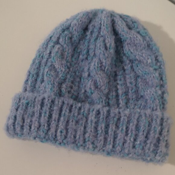 Handknitted Hat Toque Beanie Blue Twist - Picture 3 of 3